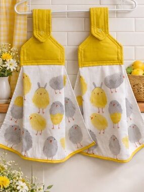 Yellow Chick Hanging Kitchen Towels - Set of 2